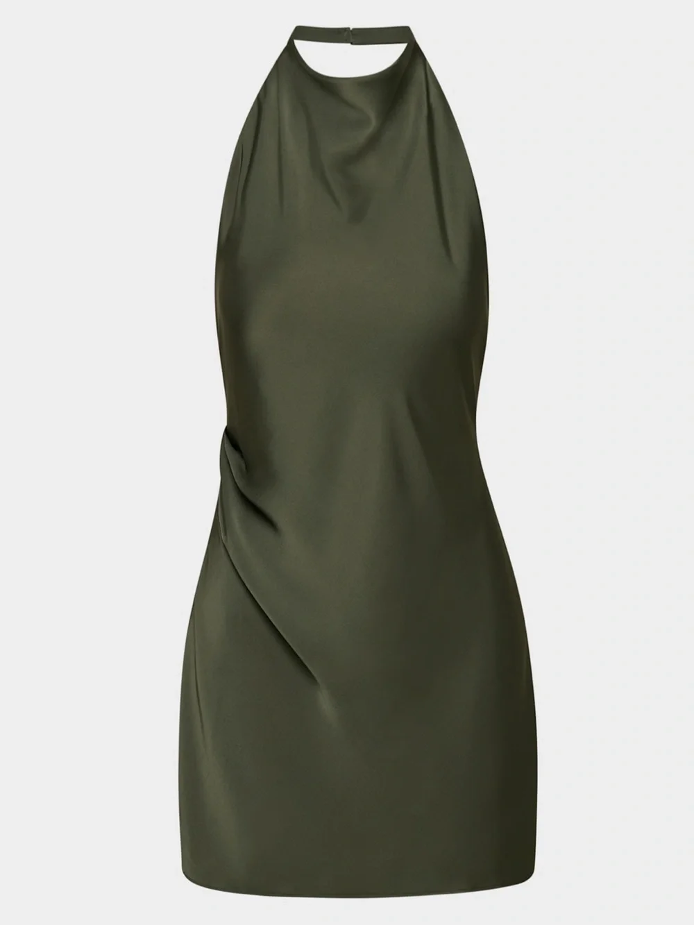Aritzia Olive Halter Satin Mini Dress